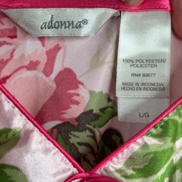 VTG Y2K Adonna Satin Babydoll Slip Dress L Rose Floral  Nightgown Coquette Fairy - Picture 4 of 8